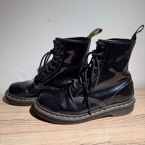 Dr. Martens Womens 1460 Patent 8-Eye Boots
